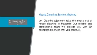 House Cleaning Service Macomb Cleaningbyjen.com