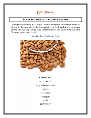 Sale on Dry Fruit and Nuts  Nutzhouse.com