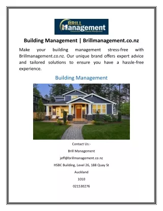 Building Management Brillmanagement.co.nz