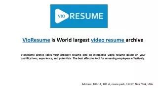 VioResume is World largest video resume archive