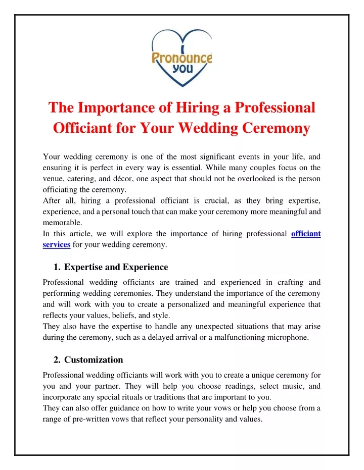 the importance of hiring a professional officiant