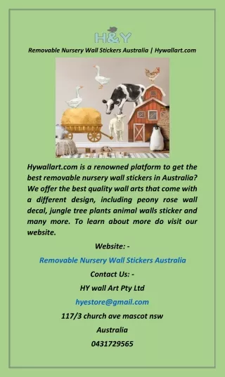 Removable Nursery Wall Stickers Australia  Hywallart