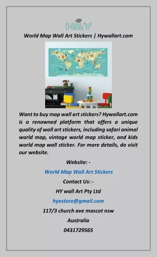 World Map Wall Art Stickers  Hywallart