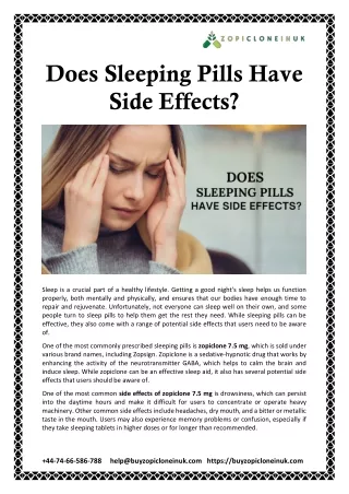 Does Sleeping Pills Have Side Effects?