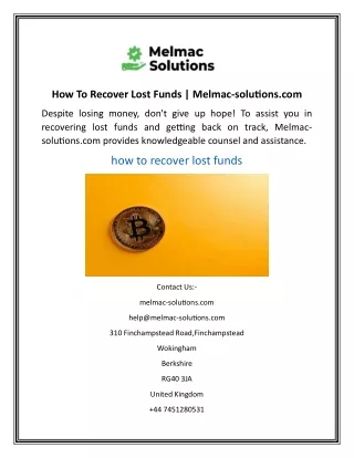 how to recover lost funds melmac solutions com