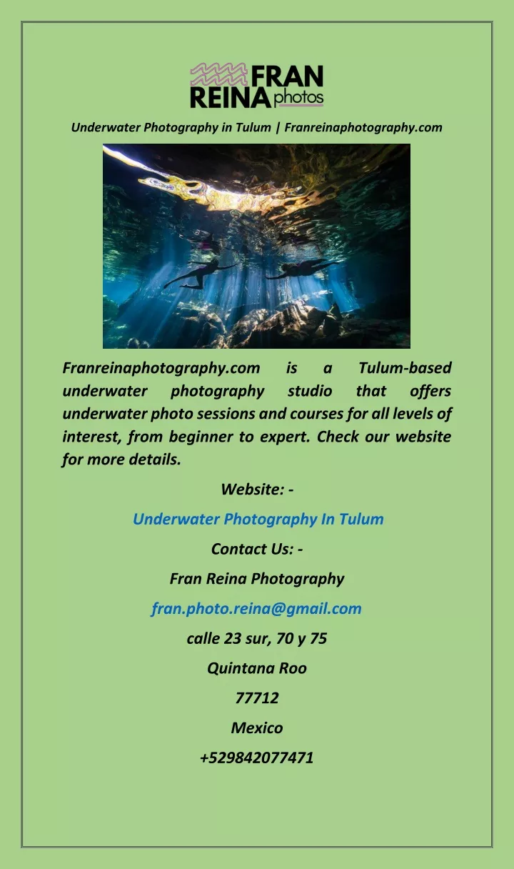 underwater photography in tulum