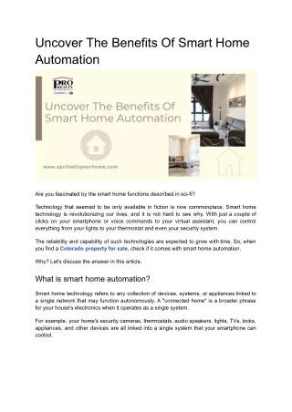 Uncover The Benefits Of Smart Home Automation