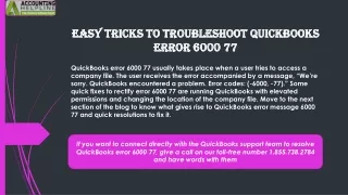 easy tricks to troubleshoot quickbooks error 6000 77