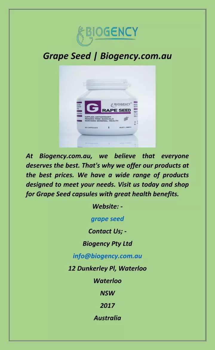 grape seed biogency com au