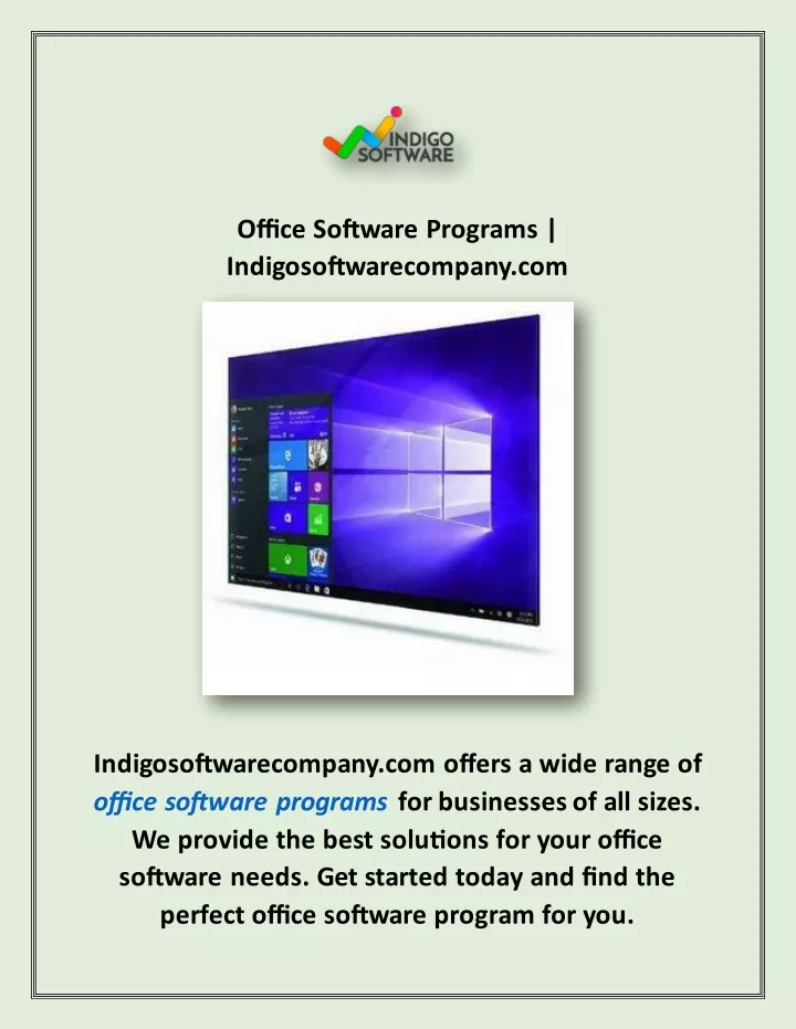 office software programs indigosoftwarecompany com