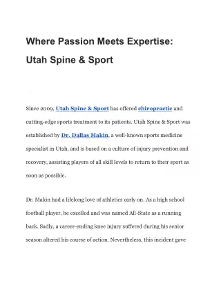 Where Passion Meets Expertise_ Utah Spine & Sport