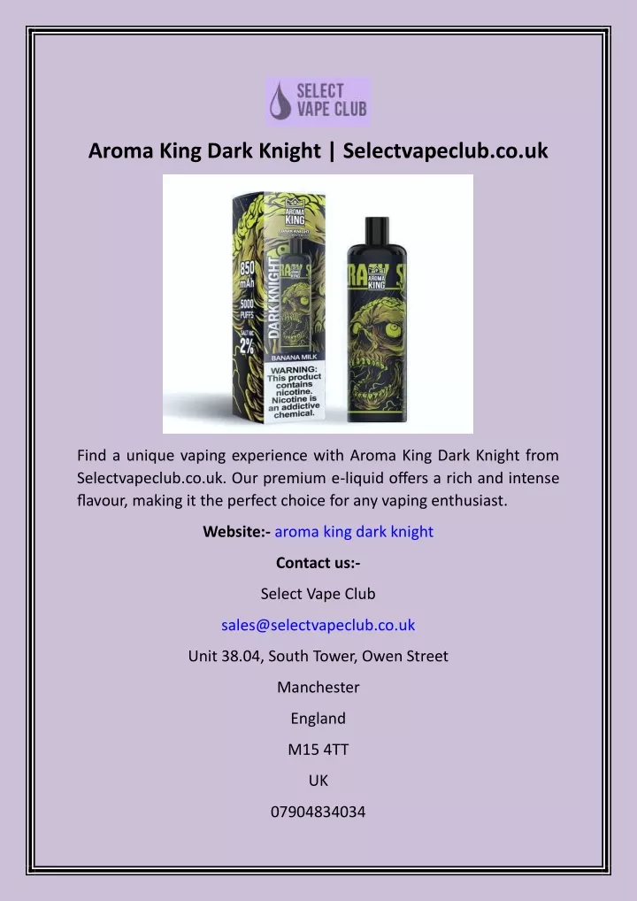 aroma king dark knight selectvapeclub co uk