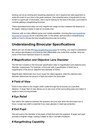 How to Choose the Right Binocular for Hunting | A Comprehensive Guide