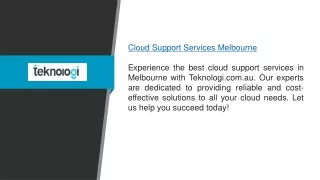 Cloud Support Services Melbourne  Teknologi.com.au