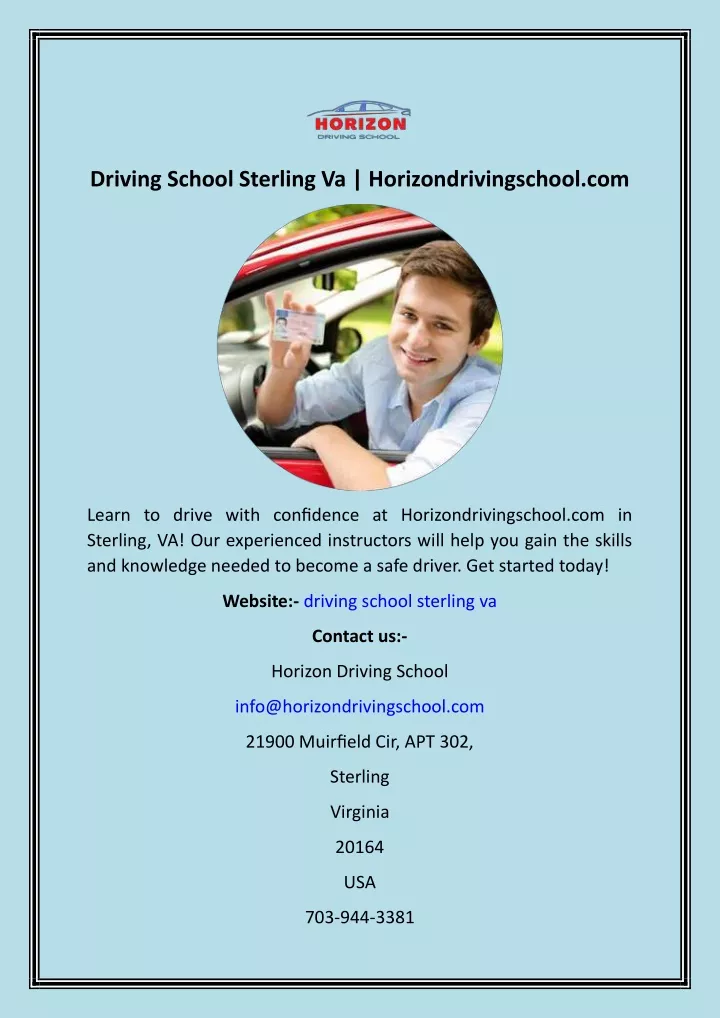 driving school sterling va horizondrivingschool