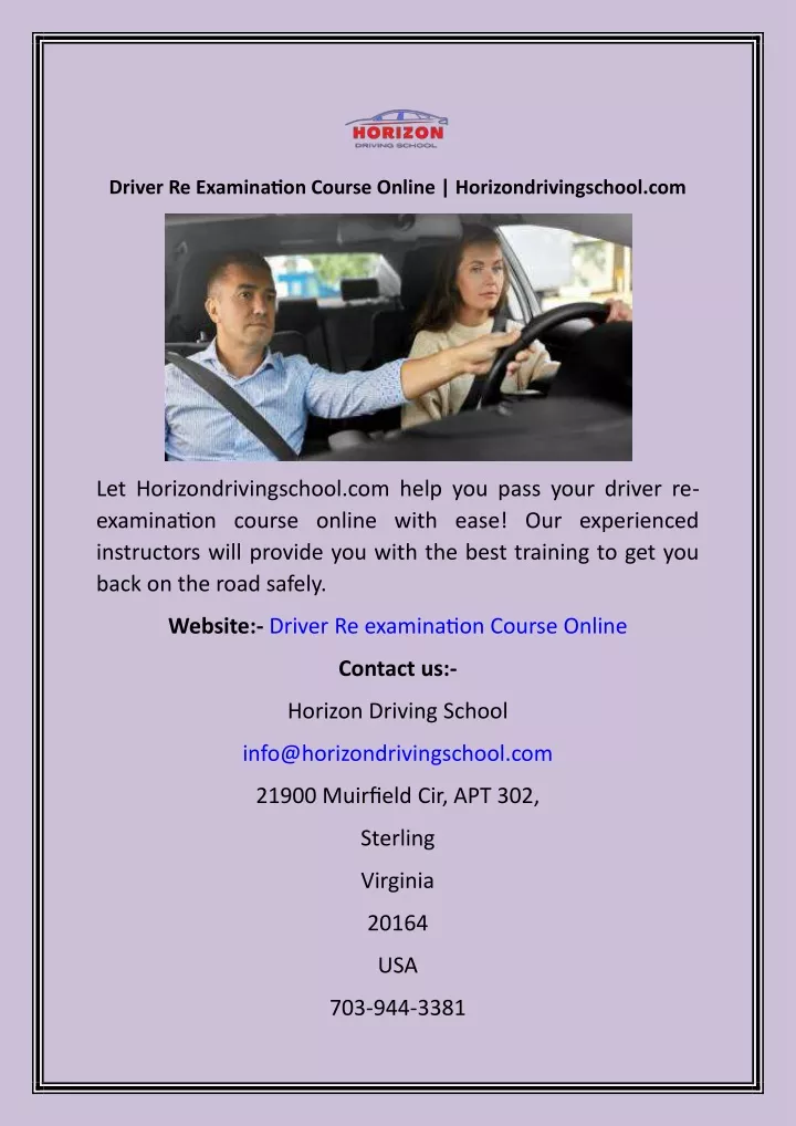 driver re examination course online