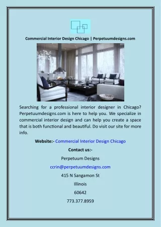 Commercial Interior Design Chicago  Perpetuumdesigns