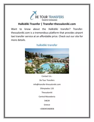 Halkidiki Trasnfer  Transfer-thessaloniki.com