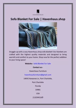 Sofa Blanket For Sale  Havenhaus.shop