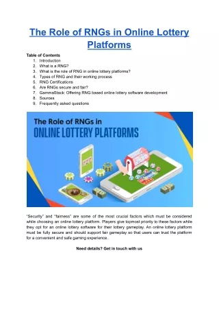 the role of rngs in online lottery platforms