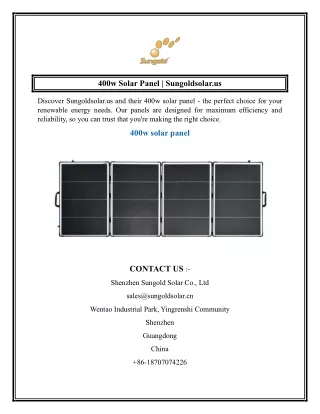 400w Solar Panel  Sungoldsolar.us