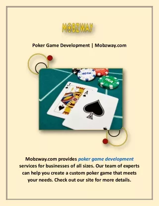 Poker App Development | Mobzway.com