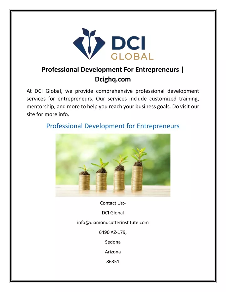 professional development for entrepreneurs dcighq