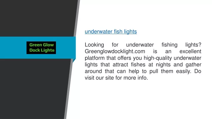 underwater fish lights looking for underwater