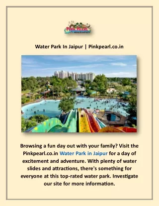 Water Park In Jaipur | Pinkpearl.co.in