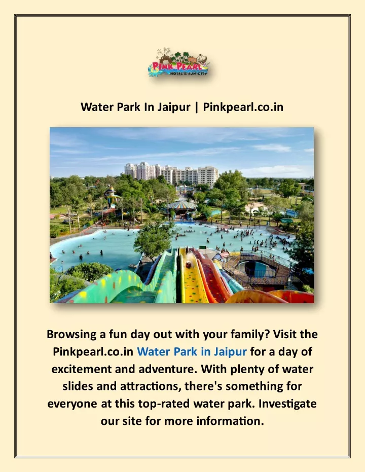 water park in jaipur pinkpearl co in