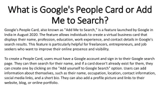 what is google s people card or add what