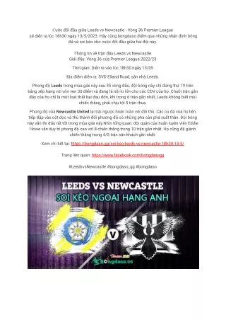 Lịch sử thi đấu của hai đội Leeds vs Newcastle chi tiết tại bongdaso-gg