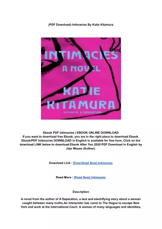 eBook (Download) Intimacies BY _ Katie Kitamura