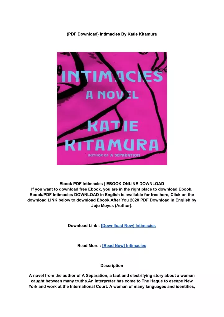pdf download intimacies by katie kitamura