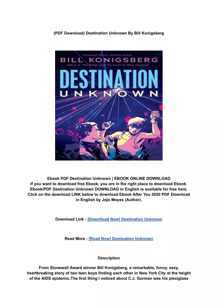 pdf download destination unknown by bill