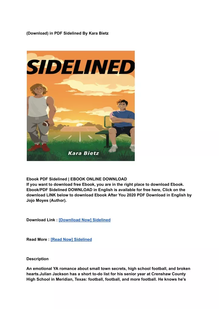 download in pdf sidelined by kara bietz