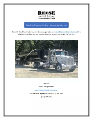 Demolition Services In Maryland Reesetransportation.com