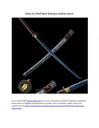 how to find best katana online store