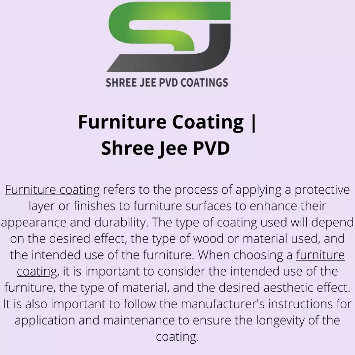 furniture coating shree jee pvd