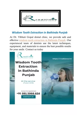 Wisdom Tooth Extraction in Bathinda Punjab