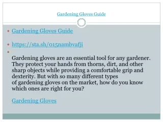 Gardening Gloves Guide