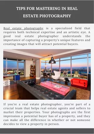 Tips for Mastering in Real Estate Photography