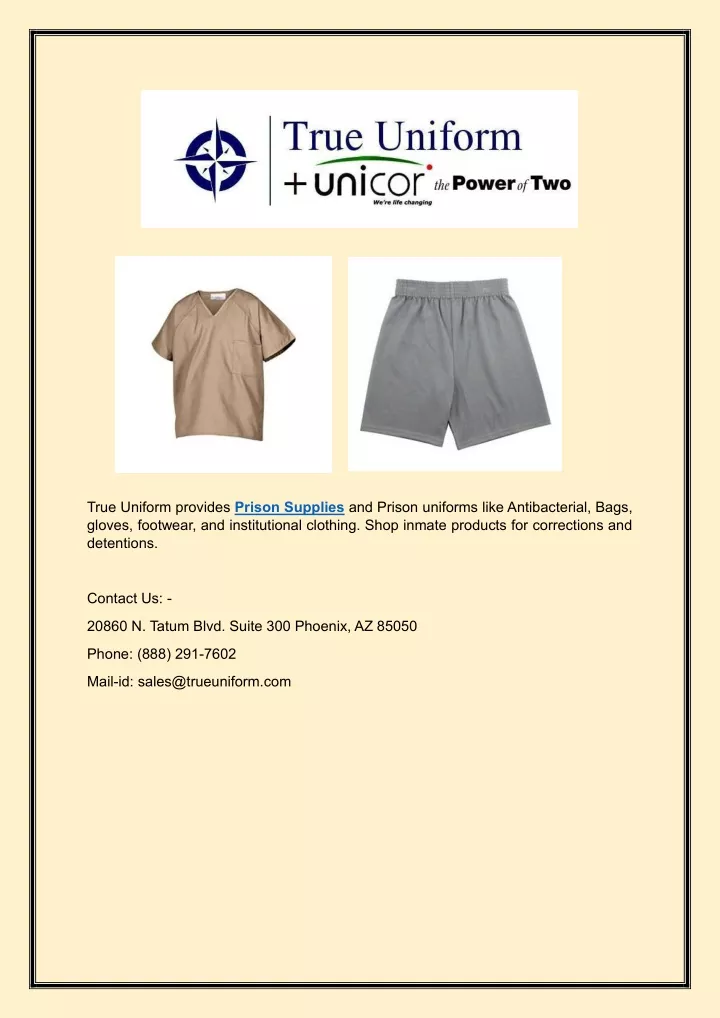 true uniform provides prison supplies and prison