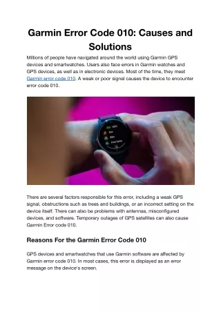 Garmin Error Code 010 - Causes and Solutions