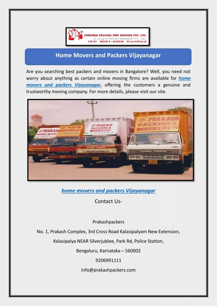 home movers and packers vijayanagar