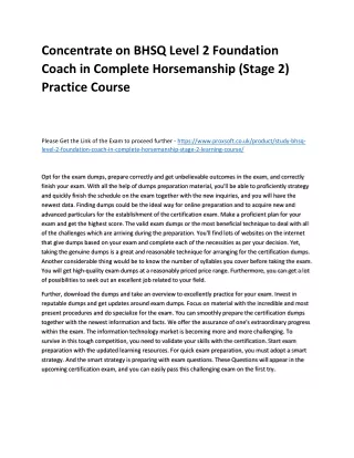 concentrate on bhsq level 2 foundation coach