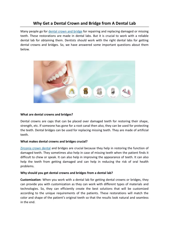 why get a dental crown and bridge from a dental