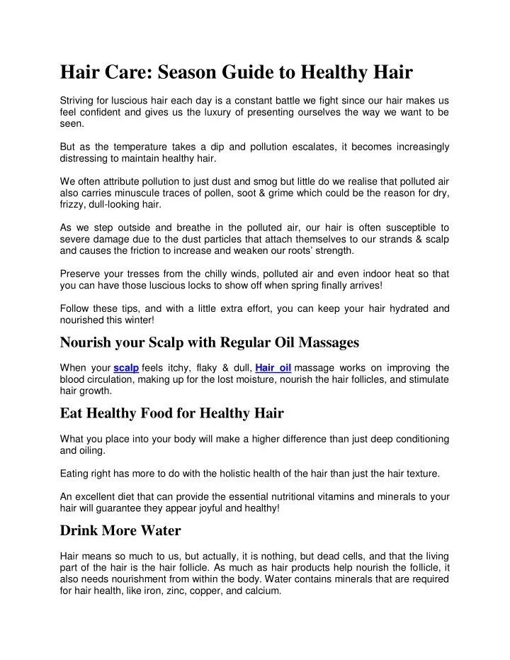 hair care season guide to healthy hair