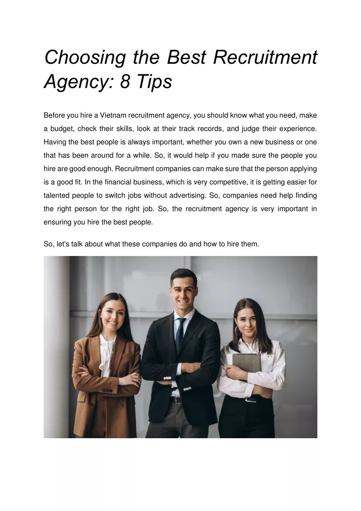 choosing the best recruitment agency 8 tips