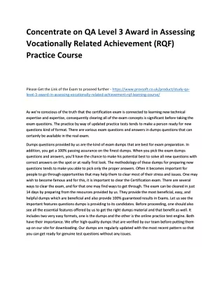 concentrate on qa level 3 award in assessing